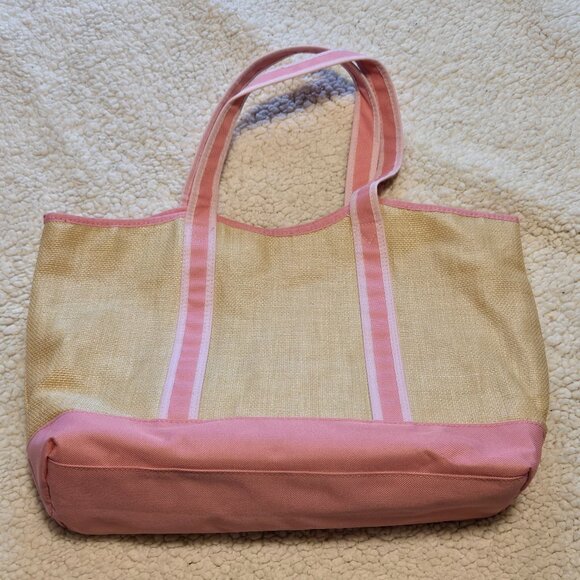 Estee Lauder Pink Cotton Canvas and "Straw" Tote Bag - Picture 1 of 13